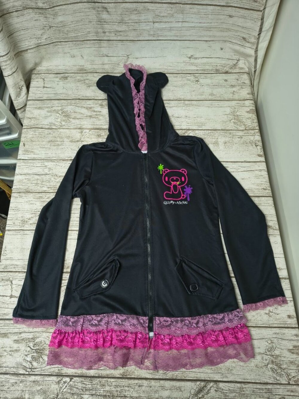 Vivid Gloomy Bear Ears Zip Up ACDC Rag Sweater